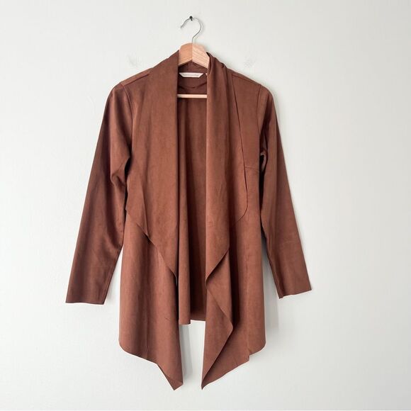 Soft Surroundings Shape Drape Faux Suede Brown Jacket Cardigan Size XS NWOT - Picture 5 of 11